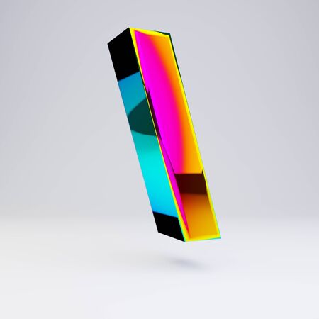Holographic back slash symbol isolated on white. 3D rendered multichrome glossy alphabet type for poster, banner, advertisement, decoration.の写真素材