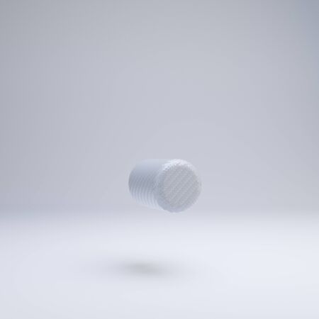 Carbon fiber point symbol isolated on white. 3D rendered white glossy carbon font for banner, advertisement, poster, decoration.の写真素材