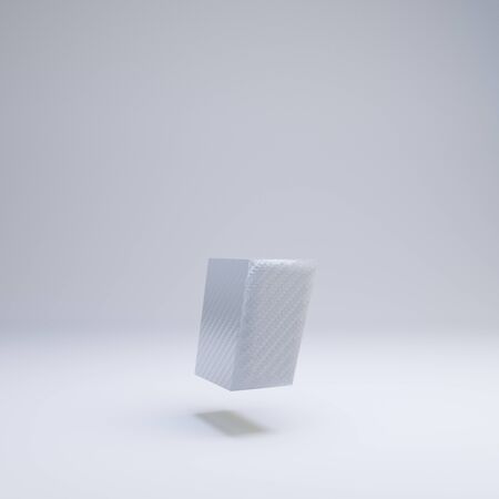 Carbon fiber coma symbol isolated on white. 3D rendered white glossy carbon font for banner,...
