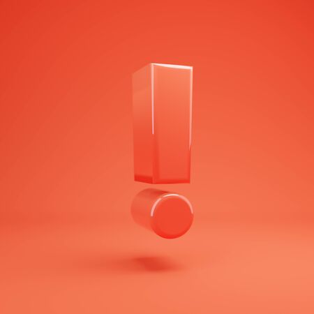 Living Coral exclamation point symbol. 3D rendered glossy coral alphabet type for poster, banner, advertisement, decoration.の写真素材