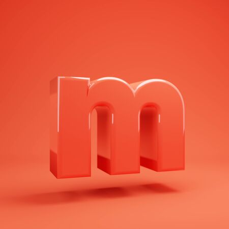 Living Coral letter M lowercase. 3D rendered glossy coral alphabet type for poster, banner, advertisement, decoration.の写真素材