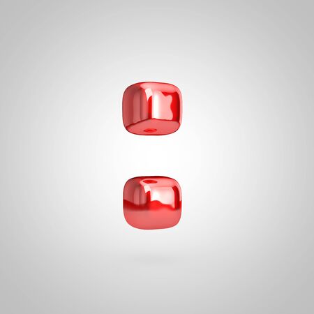 Red shiny metallic balloon colon symbol isolated on white background. 3D rendered illustration.の写真素材