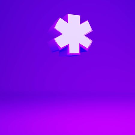 Glossy violet asterisk symbol violet matte background. 3D rendered type.の写真素材