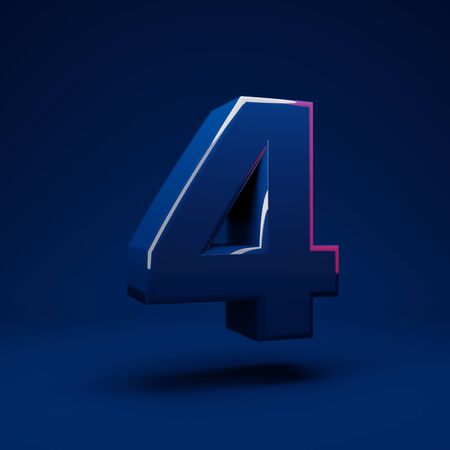 Phantom Blue 3d number 4. 3D rendering. Best for anniversary, birthday party, celebration.