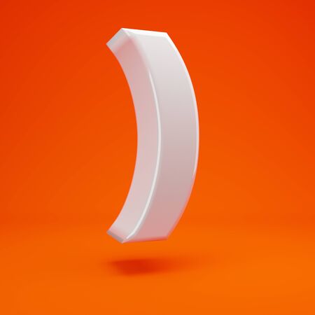 Whithe glossy 3d round brackets symbol on hot orange background. Best for anniversary, birthday party, celebration.の写真素材