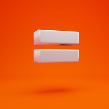 Whithe glossy 3d equals symbol on hot orange background. Best for anniversary, birthday party, celebration.の写真素材