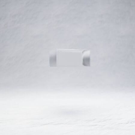 Ice minus symbol. 3D rendered character on white snow background. Best for winter sports banners,...