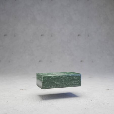 Green marble dash symbol on concrete background. 3d rendered glossy stone font character.の写真素材