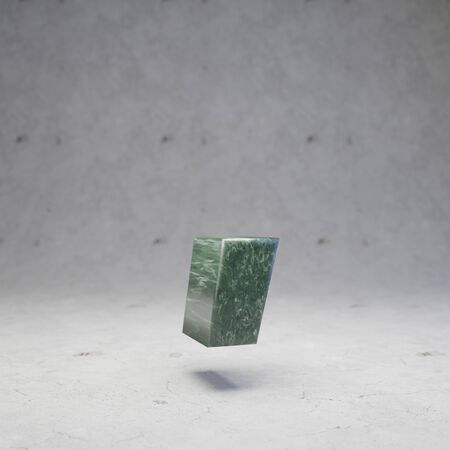 Green marble coma symbol on concrete background. 3d rendered glossy stone font character.の写真素材
