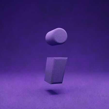 Violet velvet semicolon symbol. Indigo color font character.. 3D rendering.