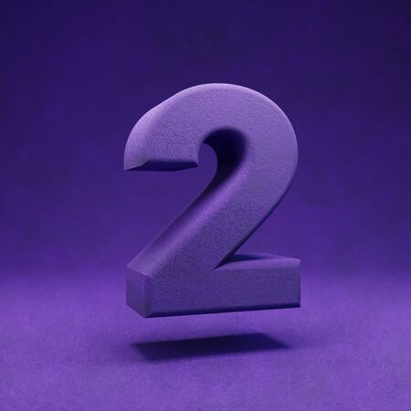 Violet velvet number 2. Indigo color font character.. 3D rendering.の写真素材