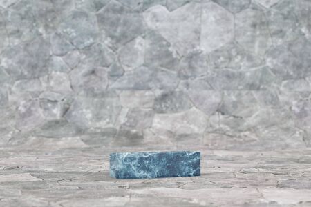 Marble 3d dash symbol. Blue marble sign on stone background. 3d rendered font character.
