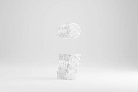 Marble 3d semicolon symbol. White marble sign isolated on white background. 3d rendered font character.の写真素材