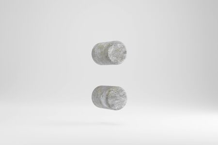 Stone 3d colon symbol. Rock textured sign isolated on white background. 3d render.の写真素材