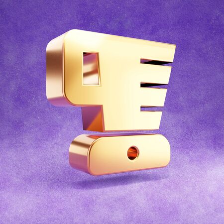 Blender icon. Gold glossy Blender symbol isolated on violet velvet background.の写真素材