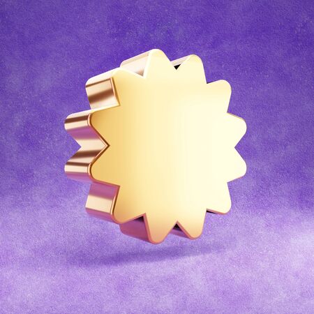Certificate icon. Gold glossy Certificate symbol isolated on violet velvet background.の写真素材