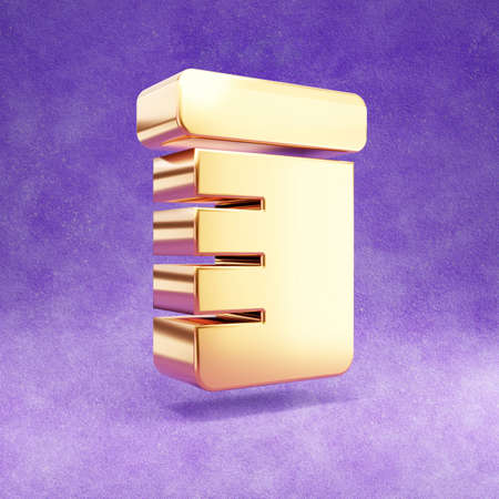 Prescription icon. Gold glossy Prescription symbol isolated on violet velvet background.の写真素材