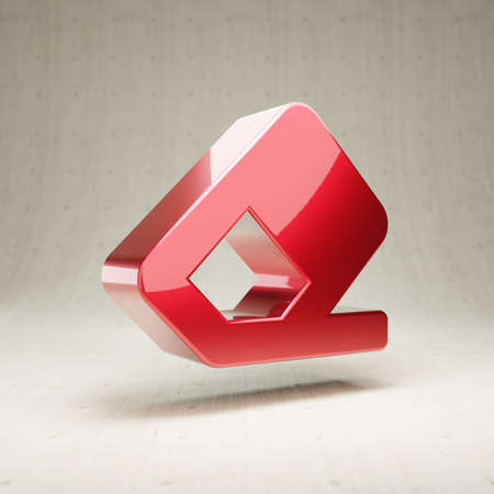 Eraser icon. Red glossy metallic Eraser symbol isolated on white concrete background.