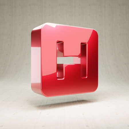 Hospital icon. Red glossy metallic Hospital symbol isolated on white concrete background.