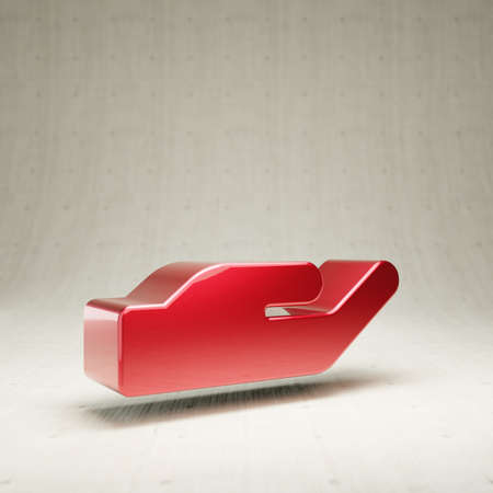 Hand Holding icon. Red glossy metallic Hand Holding symbol isolated on white concrete background.
