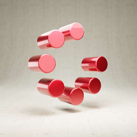 Spinner icon. Red glossy metallic Spinner symbol isolated on white concrete background.