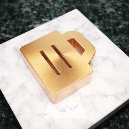 Beer icon. Bronze Beer symbol on white marble podium. Icon for website, social media, presentation,...