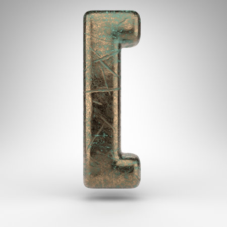 Left square bracket symbol on white background. Bronze 3D rendered sign with oxidized scratched texture.の写真素材