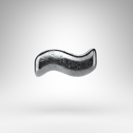 Tilda symbol on white background. Iron 3D rendered sign with gloss metal texture.の写真素材