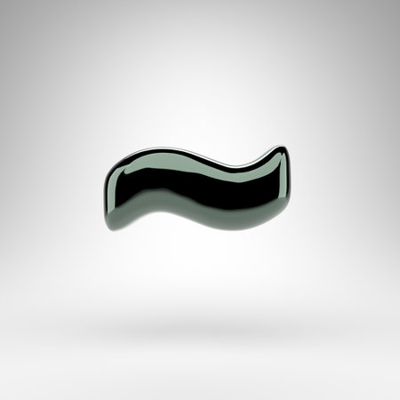 Tilda symbol on white background. Green chrome 3D rendered sign with glossy surface.の写真素材