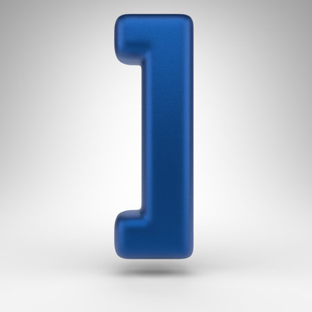 Right square bracket symbol on white background. Anodized blue 3D rendered sign with matte texture.の写真素材