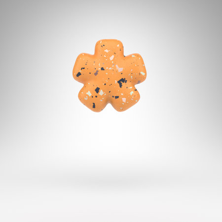 Asterisk symbol on white background. 3D rendered sign with orange terrazzo pattern texture.の写真素材