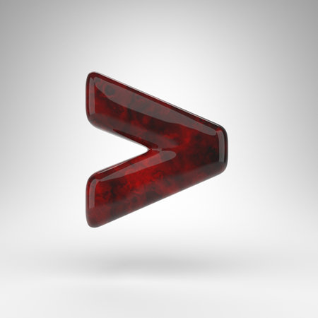 More than symbol on white background. Red amber 3D rendered sign with glossy surface.