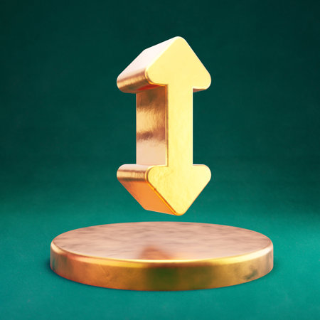 Vertical Arrows icon. Fortuna Gold Vertical Arrows symbol with Tidewater Green background. Social...