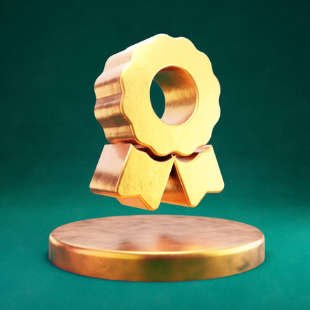 Award icon. Fortuna Gold Award symbol with Tidewater Green background. Social Media Icon.