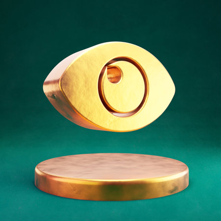 Eye icon. Fortuna Gold Eye symbol with Tidewater Green background. Social Media Icon.の写真素材