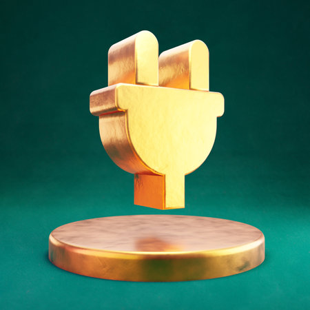 Plug icon. Fortuna Gold Plug symbol with Tidewater Green background. Social Media Icon.の写真素材