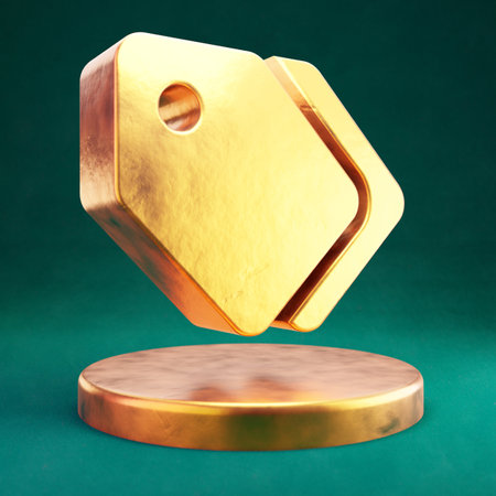 Tags icon. Fortuna Gold Tags symbol with Tidewater Green background. Social Media Icon.