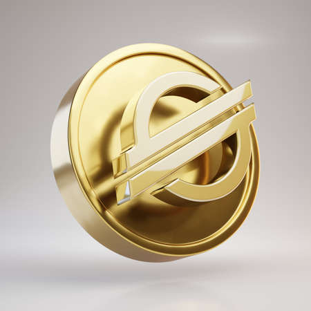 Stellar cryptocurrency coin. Gold 3d rendered coin with Stellar symbol isolated on white background.の写真素材