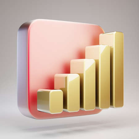 Signal icon. Golden Signal symbol on red matte gold plate. 3D rendered Social Media Icon.の写真素材