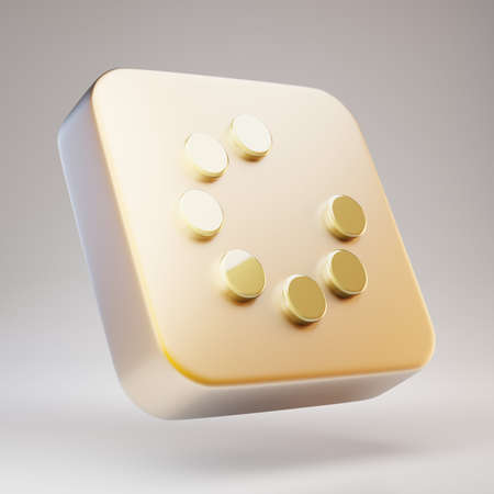 Spinner icon. Golden Spinner symbol on matte gold plate. 3D rendered Social Media Icon.