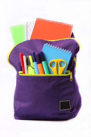 school backpack and school stationery. Concept back to school.