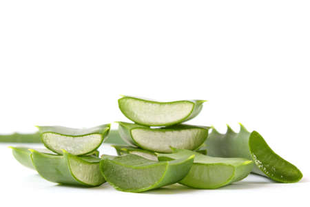 Aloe vera on a white background. Natural care products.の写真素材