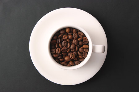 roasted coffee beans close upの写真素材