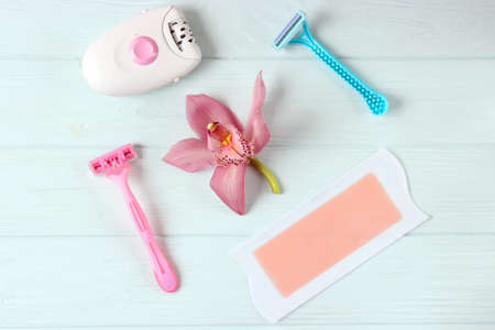 a set of different tools for home hair removal.の写真素材