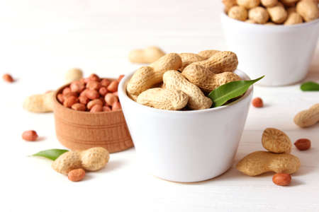 peanuts on a light background close-up