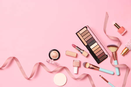 professional makeup tools. Makeup products. A set of various products for makeupの写真素材