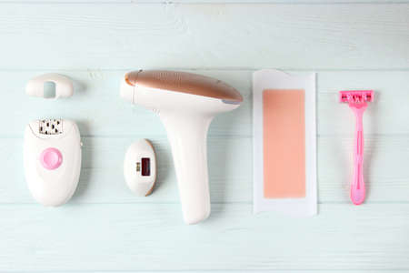 a set of different tools for home hair removal.