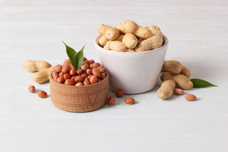 peanuts on a light background close-upの写真素材