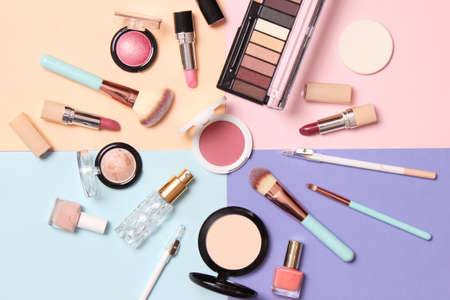 professional makeup tools. Makeup products. A set of various products for makeupの写真素材