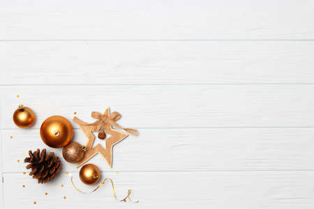 Christmas background in the style of minimalism on a light backgroundの写真素材